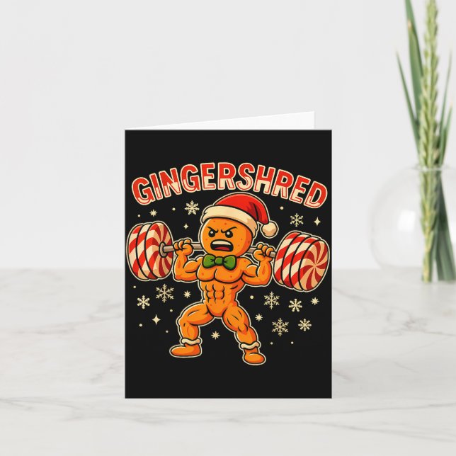 Christmas Gym Gingerbread Gingershred Xmas Workout Kort (Framsida)
