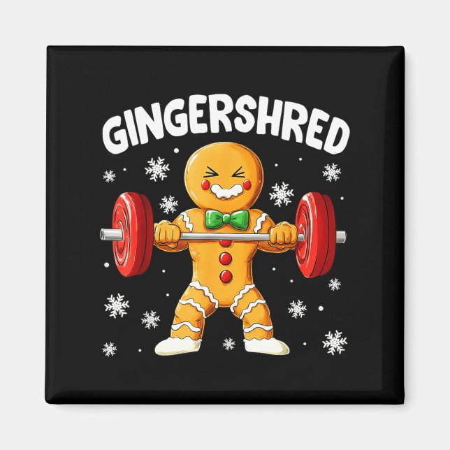 Christmas Gym Gingerbread Gingershred Xmas Workout Magnet (Framsidan)