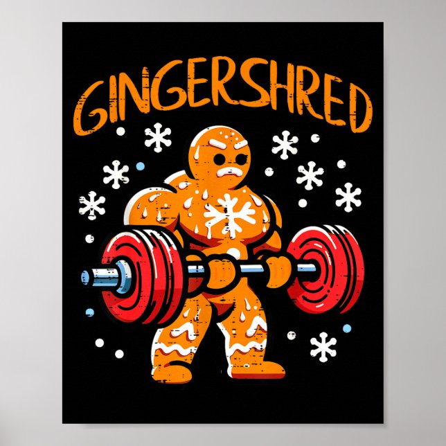 Christmas Gym Gingerbread Gingershred Xmas Workout Poster (Framsidan)