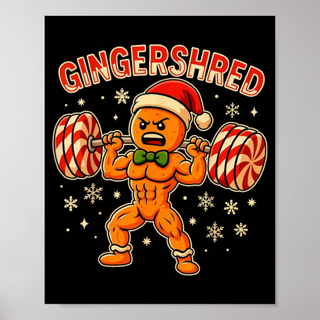 Christmas Gym Gingerbread Gingershred Xmas Workout Poster (Framsidan)