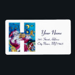 CHRISTMAS H BREV / INSPIRED SANTA MONOGRAM FRAKTSEDEL<br><div class="desc">H fet alfabet brev,  första utformning .Musical,  vismisk och konstnärlig vattenfärgsmålning med vibrant röd,  blå,  gult,  vit färg av Bulgan Lumini (c). Jultomten spelar fiolin i snövintvätten under blå himmel,  måne och gult med en rolig,  uttrycksfull uggla,  katt och hans fullt på julsätet av färglöst presenter com</div>