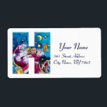 CHRISTMAS H BREV / INSPIRED SANTA MONOGRAM FRAKTSEDEL<br><div class="desc">H fet alfabet brev,  första utformning .Musical,  vismisk och konstnärlig vattenfärgsmålning med vibrant röd,  blå,  gult,  vit färg av Bulgan Lumini (c). Jultomten spelar fiolin i snövintvätten under blå himmel,  måne och gult med en rolig,  uttrycksfull uggla,  katt och hans fullt på julsätet av färglöst presenter com</div>