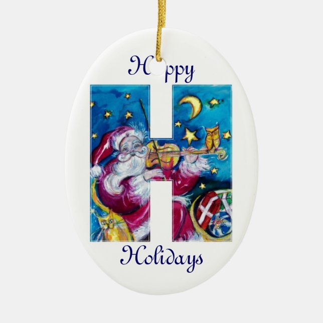 CHRISTMAS H BREV / INSPIRED SANTA MONOGRAM JULGRANSPRYDNAD KERAMIK (Framsidan)