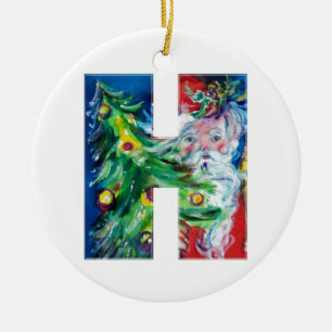 CHRISTMAS H BREV / SANTA MED JULGRAN JULGRANSPRYDNAD KERAMIK