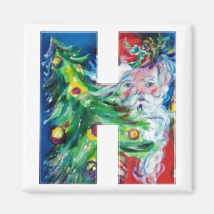 CHRISTMAS H BREV / SANTA MED JULGRAN MAGNET