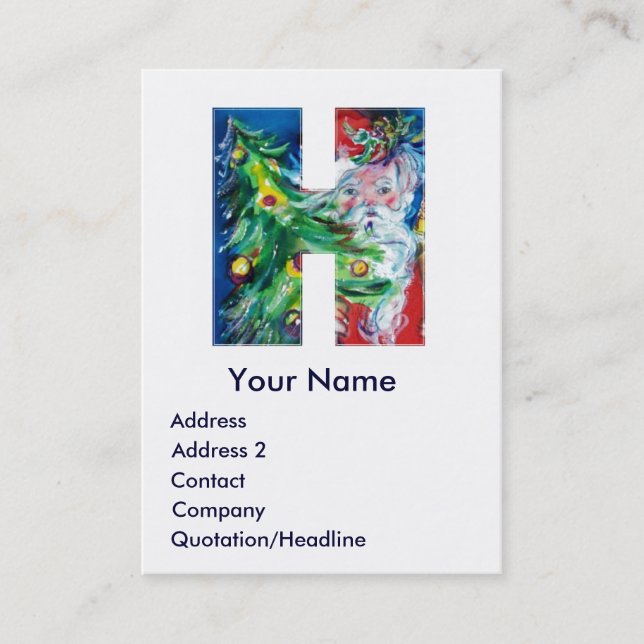 CHRISTMAS H BREV / SANTA MED JULGRAN VISITKORT (Framsida)