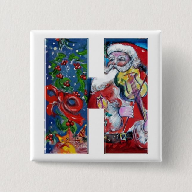 CHRISTMAS H BREV / SANTA MED VIOLIN MONOGRAM KNAPP (Framsida)