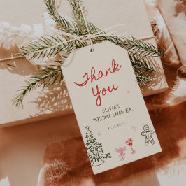 Christmas Hand Drawn Bridal Shower Thank You Presentetikett