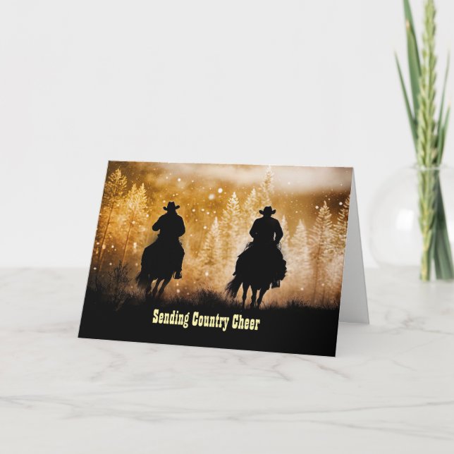 Christmas Happy Holidays Country Western Cowboys Kort (Framsida)
