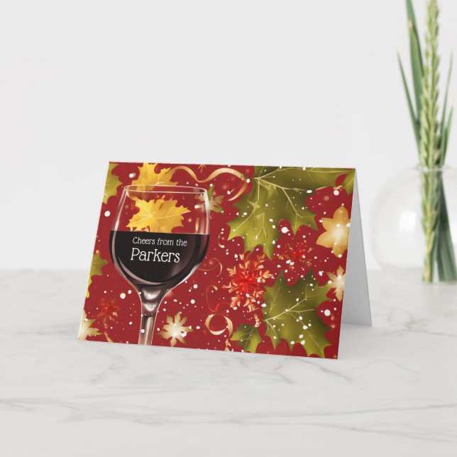 Christmas Happy Holidays Wine Custom From Name Helgkort (Framsida)