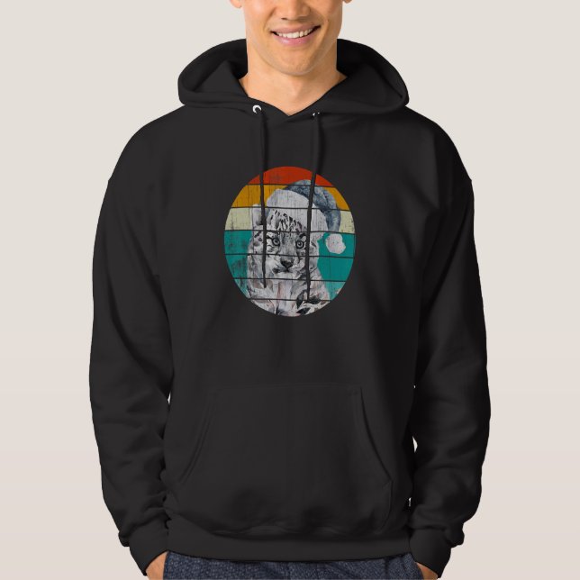 Christmas Hat Snow Leopard Hoodie (Framsida)
