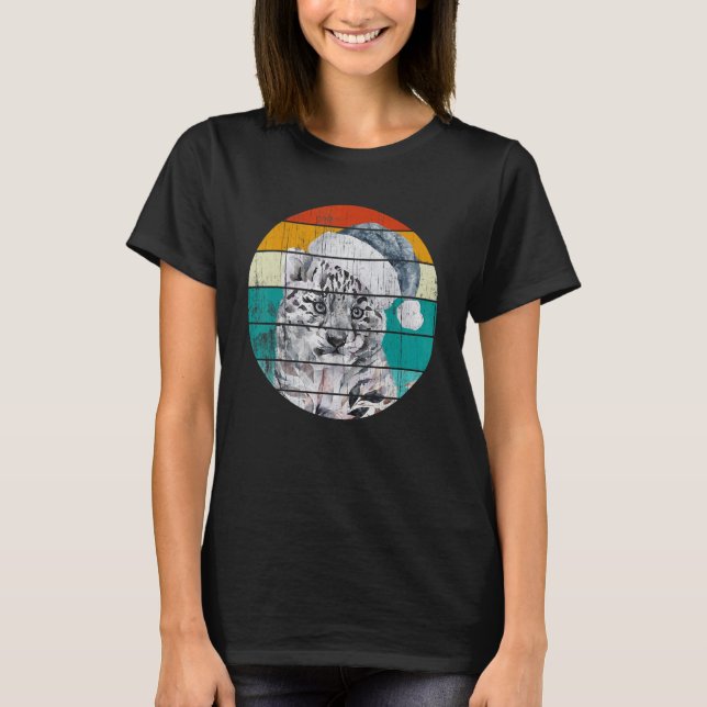 Christmas Hat Snow Leopard T Shirt (Framsida)
