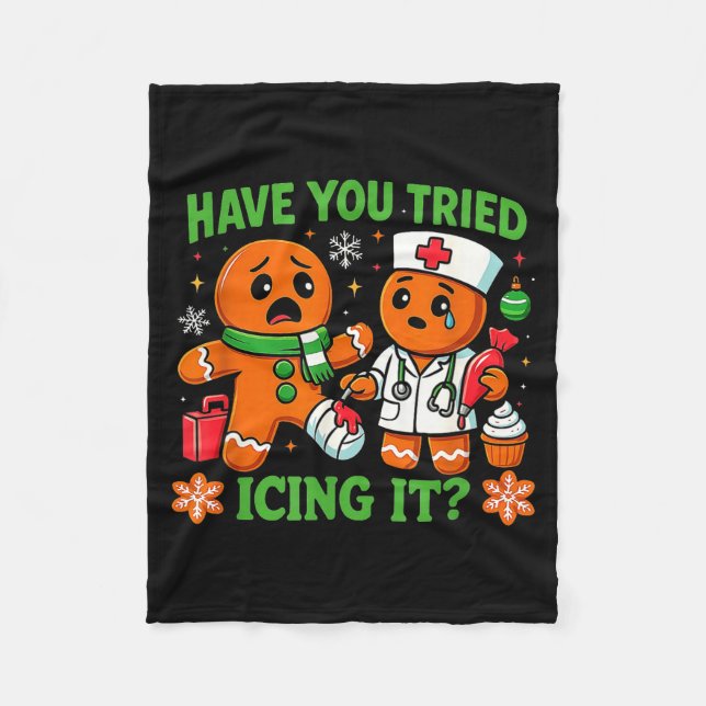 Christmas Have You Tried Icing It Gingerbread Icu  Fleecefilt (Framsidan)