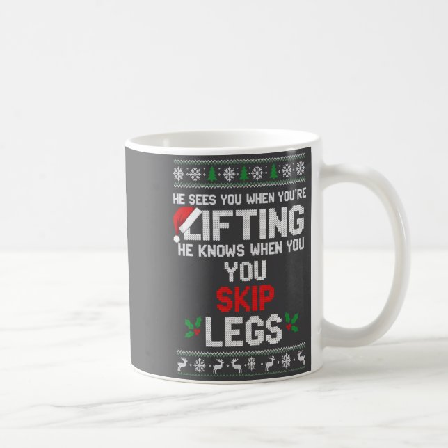 Christmas He Sees You When You're Lifting He Knows Kaffemugg (Höger)
