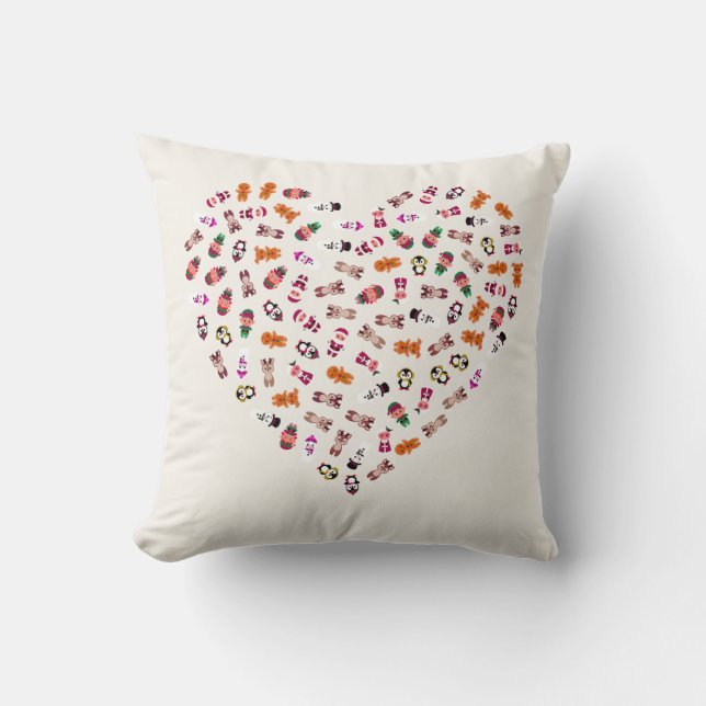 Christmas Heart Pillow | Festive Holiday Decor Cus Kudde (Framsida)
