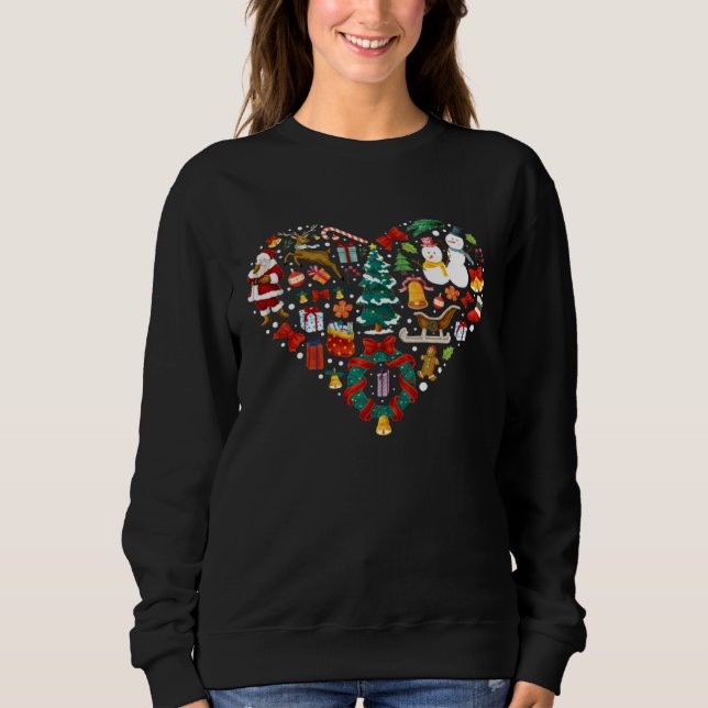 Christmas Heart Shape Winter Holiday Party Men Wom T Shirt (Framsida)