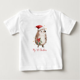 Christmas Hedgehog in Santa Hat  T Shirt