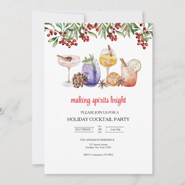 Christmas Helgdag Cocktail Party-inbjudan Inbjudningar (Framsida)