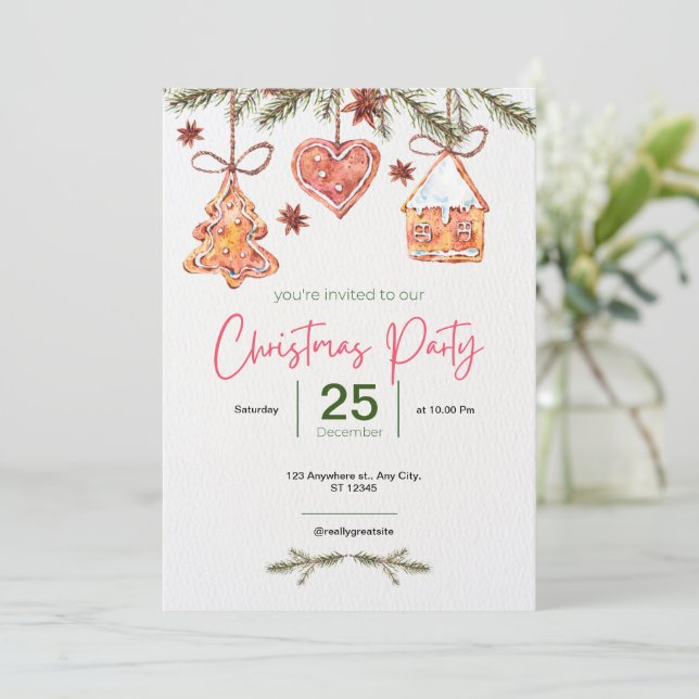 christmas Helgdag Company Family Rosa Inbjudningar (Stående Fram)