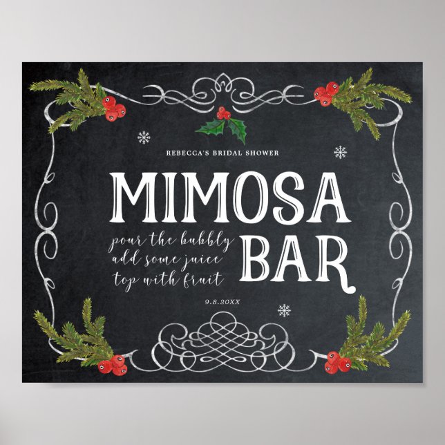 Christmas helgdag mimosa pub bröllop poster (Framsidan)