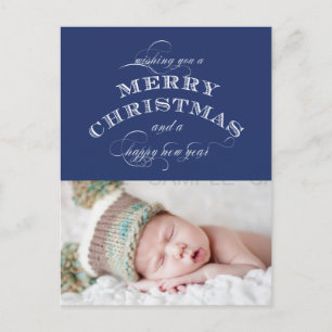 CHRISTMAS HELGDAG PHOTO POSTCARD BLUE HELG VYKORT
