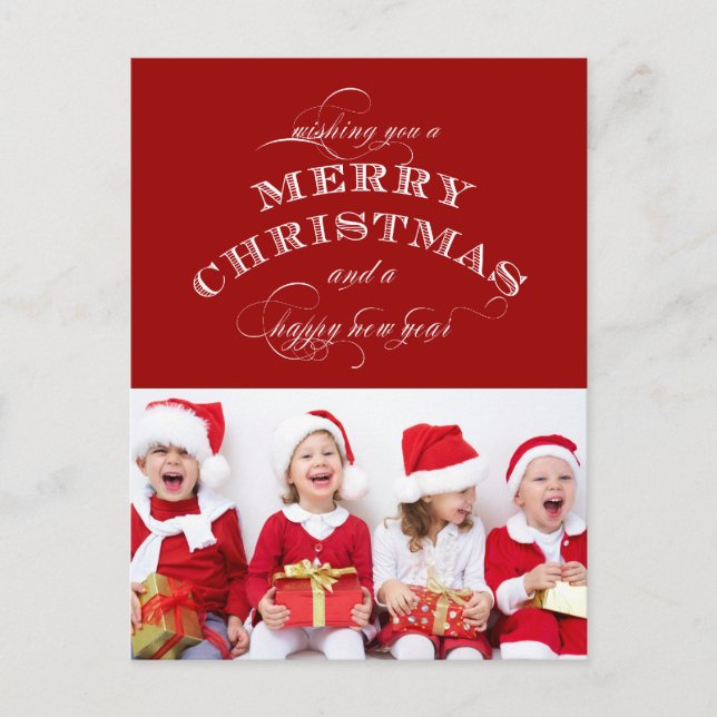 CHRISTMAS HELGDAG PHOTO POSTCARD RED HELG VYKORT (Framsida)