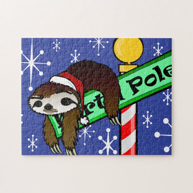 CHRISTMAS HELGDAG SANTA SLOTH SLOTHMAS PUZZLE PUSSEL (Horisontell)