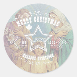 CHRISTMAS Heliga Family - Krysare Runt Klistermärke