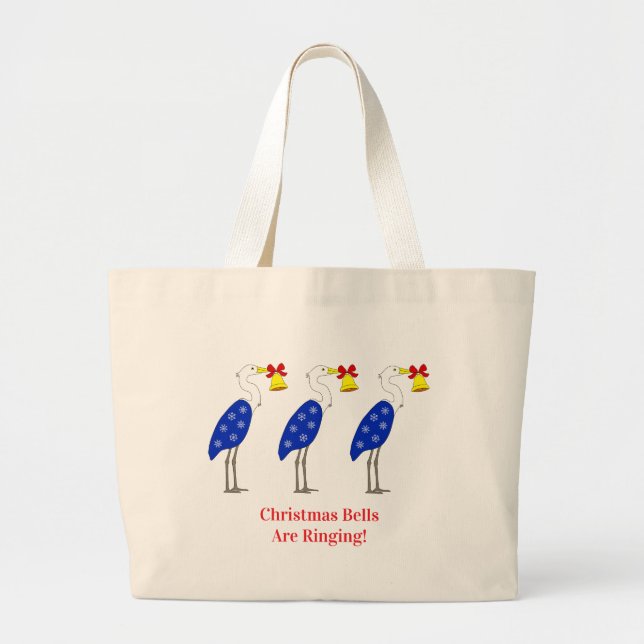 Christmas Herons Tote Bag Jumbo Tygkasse (Framsidan)