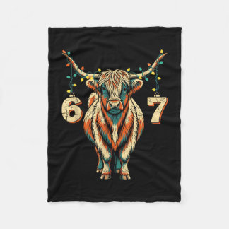 Christmas highland cow 6 7 meme retro xmas cow fleecefilt