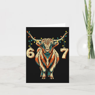 Christmas highland cow 6 7 meme retro xmas cow kort