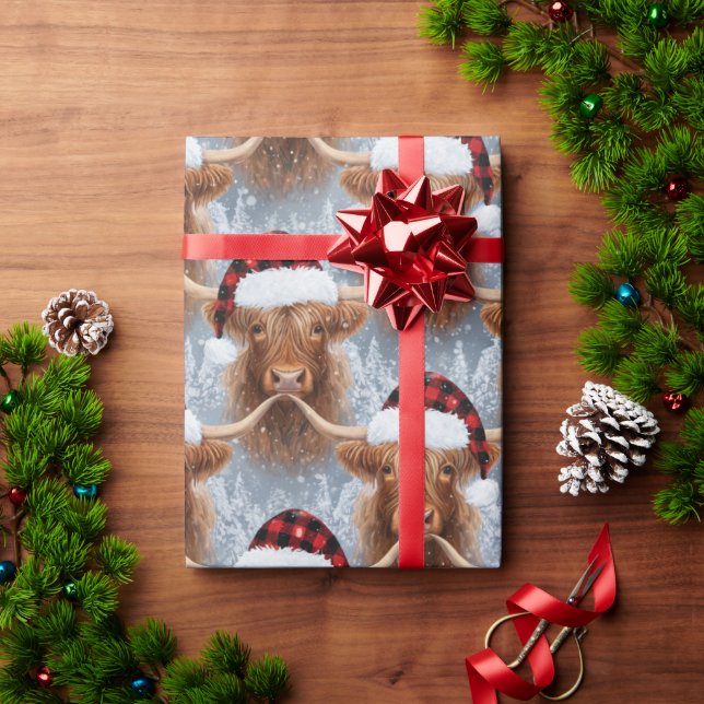 Christmas Highland Cows Wrapping Paper Presentpapper (Julgåva)