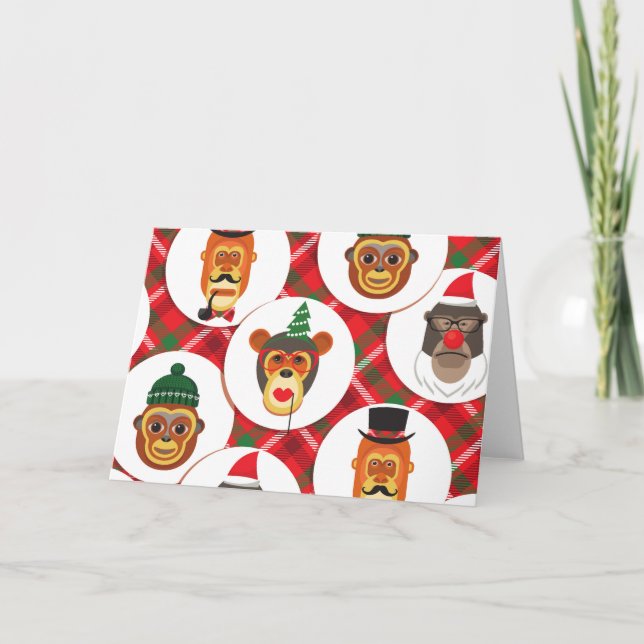 christmas hipster-apor helgkort (Framsida)