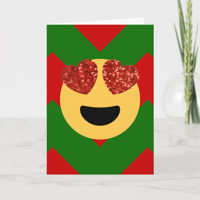 christmas hjärta öga emoji helgkort (Framsida)