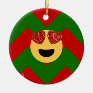 christmas hjärta öga emoji julgransprydnad keramik