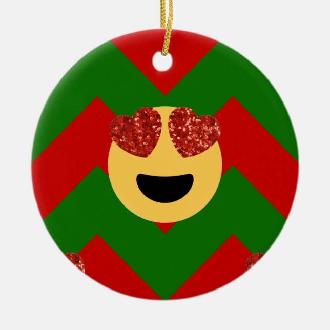 christmas hjärta öga emoji julgransprydnad keramik (Framsidan)