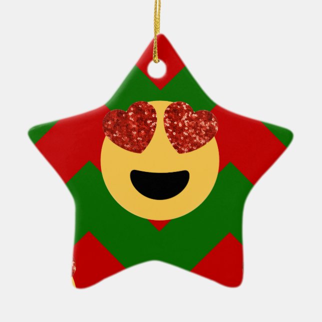 christmas hjärta öga emoji julgransprydnad keramik (Framsidan)