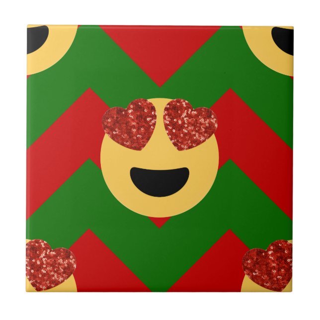 christmas hjärta öga emoji kakelplatta (Framsidan)