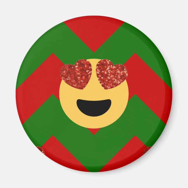 christmas hjärta öga emoji magnet (Framsidan)