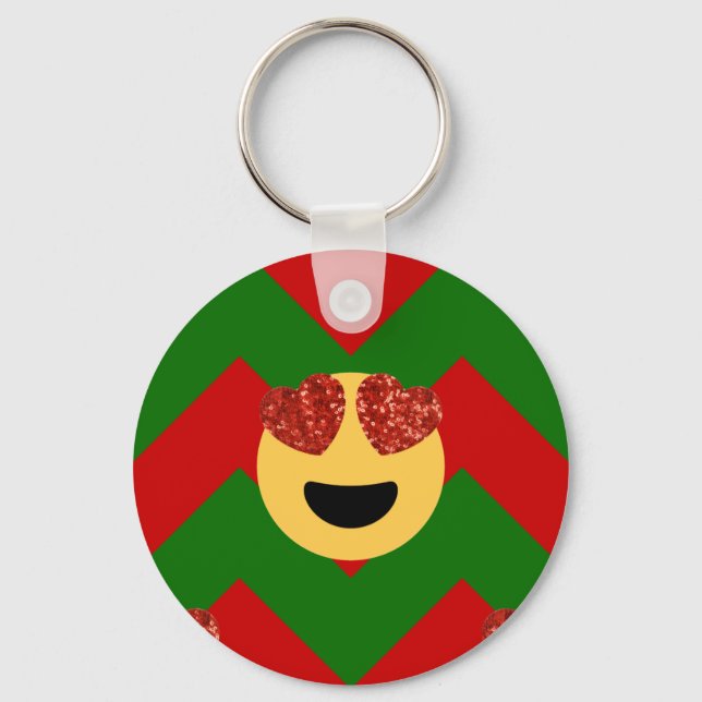 christmas hjärta öga emoji nyckelring (Framsida)