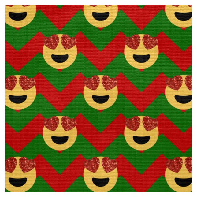 Christmas hjärta öga emoji-väv tyg (Provkarta)