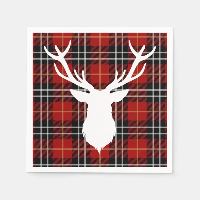 CHRISTMAS HJORT RED PLAID PAPPERSSERVETT (Framsidan)