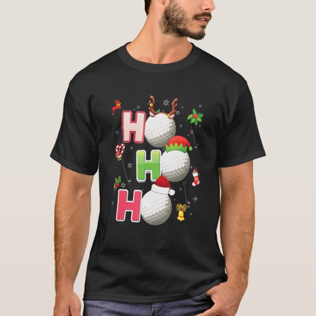 Christmas Ho Ho Ho Golf Pajama Santa T Shirt (Framsida)