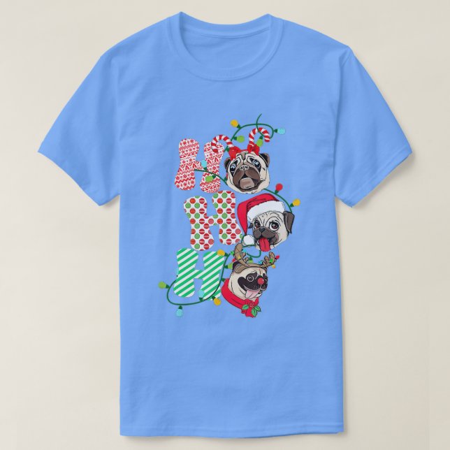 Christmas Ho Ho Ho Pug Dog Lover Funny Happy Holid T Shirt (Design framsida)