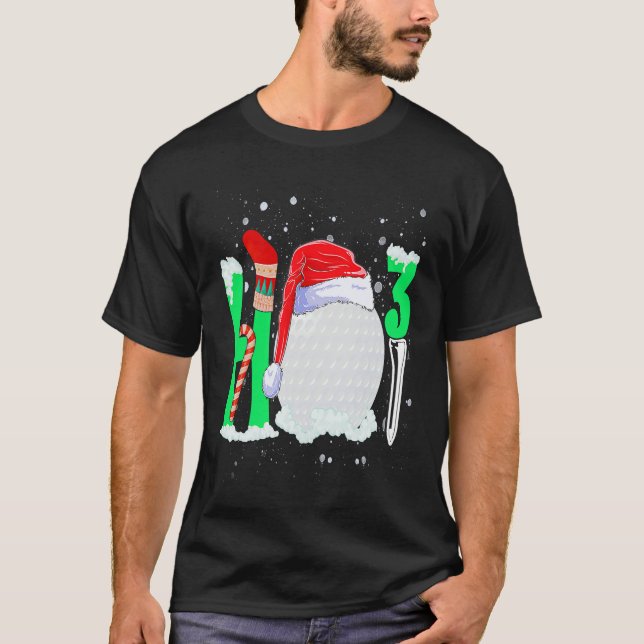 Christmas Ho Ho X 3 Golf Holiday Santa Hat Xmas T Shirt (Framsida)
