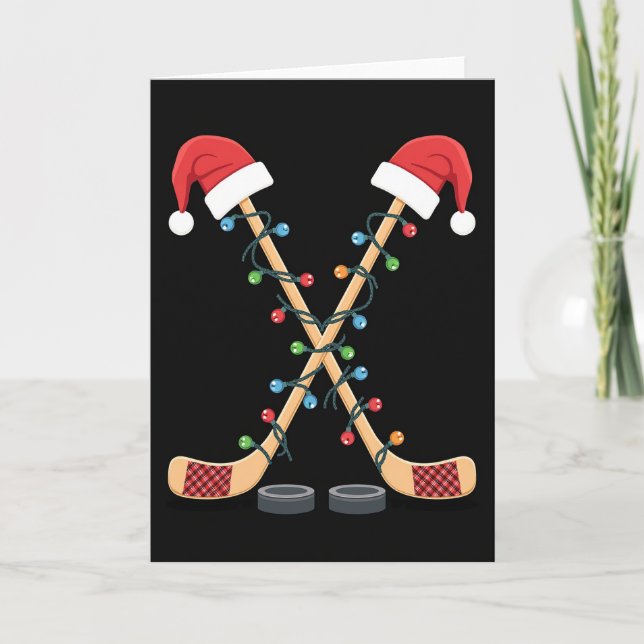 Christmas Hockey Santa Sticks Kort (Framsida)