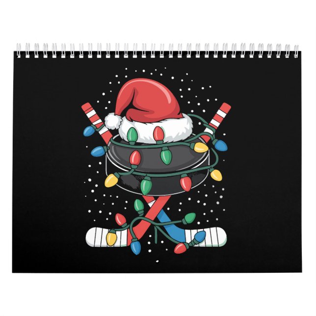 Christmas Hockey Xmas Santa Sports Hat Ball  Kalender (Omslag)