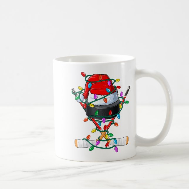 Christmas Hockey Xmas Santa Srts Hat Ball Kids B  Kaffemugg (Höger)