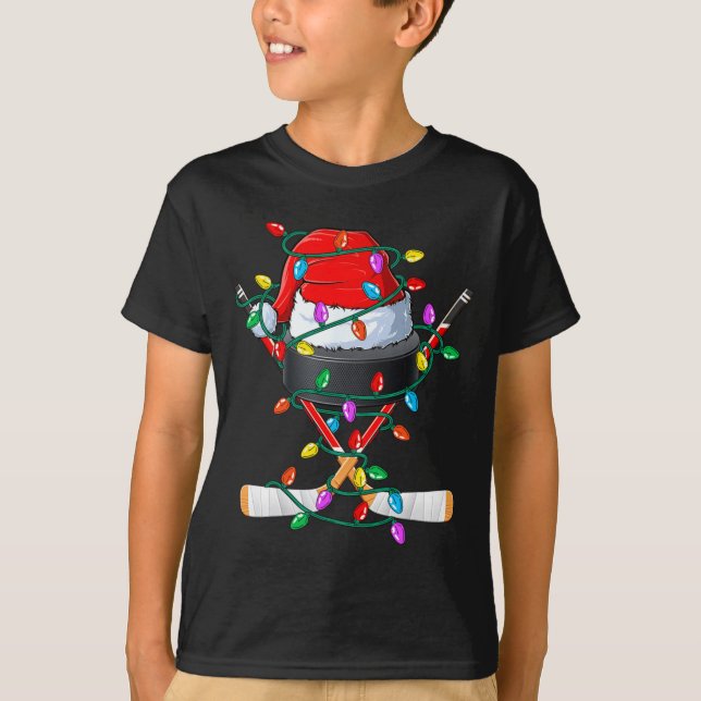 Christmas Hockey Xmas Santa Srts Hat Ball Kids B  T Shirt (Framsida)