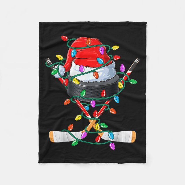 Christmas Hockey Xmas Santa Srts Hat Ball Kids Boy Fleecefilt (Framsidan)